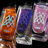 Collage of the 3 nail lacquer bottles included in the Deep Sea Treasures Mini Nail Lacquer Trio.