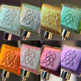 Collage of macro shots of all 8 shadows included in the Deep Sea Treasures Palette.