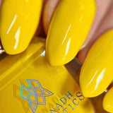 Close up of nails done with Lemonade Stand on fair skin tone