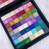 Top angled Standard Stained Glass Magnetic Palette filled with Multichrome Eyeshadows