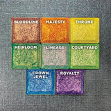 Vibrant Multichrome Bundle Eyeshadows featuring Bloodline, Majesty, Throne, Heirloom, Lineage, Courtyard, Crown Jewel, Royalty