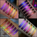 Collage of left angled arm swatches of Jewelled Mulitchrome Eyeshadow Bundle