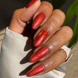Close up shot of nails done with Ring of Fire on medium skin tone