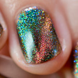 Macro shot of one nail done with Baeocystin Nail Lacquer on fair skin tone.