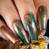 Close up shot of long nails done with Baeocystin Nail Lacquer on fair skin tone.