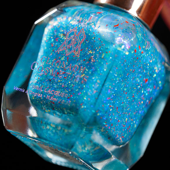 Blue Hawaiian Nail Lacquer - an angled close up shot with a black background