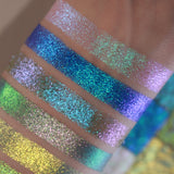 Close up shot of Brilliance as well as 5 other Holiday Countdown Box shadows on fair skin tone.