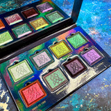 Deep Sea Treasures Palette with the mirror open to show the multi-chromatic shifts featured in the shades.