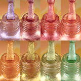 Collage of macro shots of the brushes and bottles of all 8 Fruitlacquers in the Fruitlacquer Bundle.