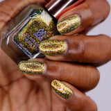 Close up shot of nails done with Kiss Nail Lacquer on deep skin tone.