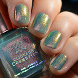 Low angled shot of nails done with Ophelia Nail Lacquer on fair skin tone.