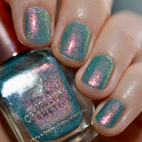 Low angled shot of nails done with Love Letter Nail Lacquer on fair skin tone.