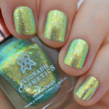 Low angled shot of nails done with Ophelia Nail Lacquer on fair skin tone.