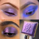 Collage of macro eye swatches on various skin tones of S.C.U.B.A. as well as a macro shot of the shadow itself