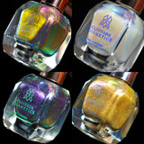 Collage of macro shots of Stained Glass Collection Nail Lacquer Bundle (4) bottles