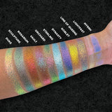 Top angled arm swatches of Myrrh, Lightfast, Line of Queens, Goblet, Dynasty, Sterling, Orchard, Vault, Rosarium, Sculpture and Duke on medium skin tone.