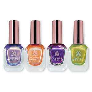 Stained Glass Collection (6) Nail Lacquer bottles on a white background.