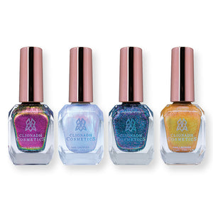 Stained Glass Collection Nail Lacquer Bundle (4) in front of a white background.