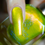 Close-up shot of Spicy Margarita Nail Lacquer applied to a single finger nail