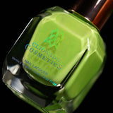 Macro shot of Buttercup Nail Lacquer bottle.