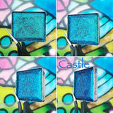 Castle Jewelled Multichrome Eyeshadow angle shifts teal-blue-indigo