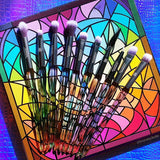 Stained Glass Brush Set over top Stained Glass Standard Magnetic Palette