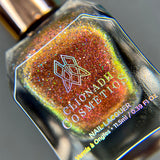 Close up of Headless Horseman nail lacquer bottle.