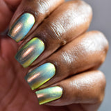 Close up of nails done with Hilt Nail Lacquer on deep skin tone