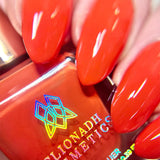 Close up of nails done with Lava Lamp on fair skin tone