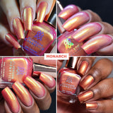 Collage of close up pictures of nails done with Monarch Nail Lacquer on various skin tones