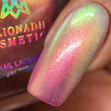 Macro shot of one nail done with Palace Nail Lacquer on medium skin tone