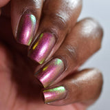 Close up of nails done with Palace Nail Lacquer on deep skin tone