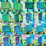 Collage of Jewelled Multichrome Eyeshadow angle shifts of Gargoyle, Anneal, Oculus, Castle