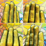 Finger swatches of Weathered Jewelled Multichrome Eyeshadow angle shifts gold-moss green-mint-silver